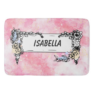 Romantic Pastel Pink Glitter Bath Mat