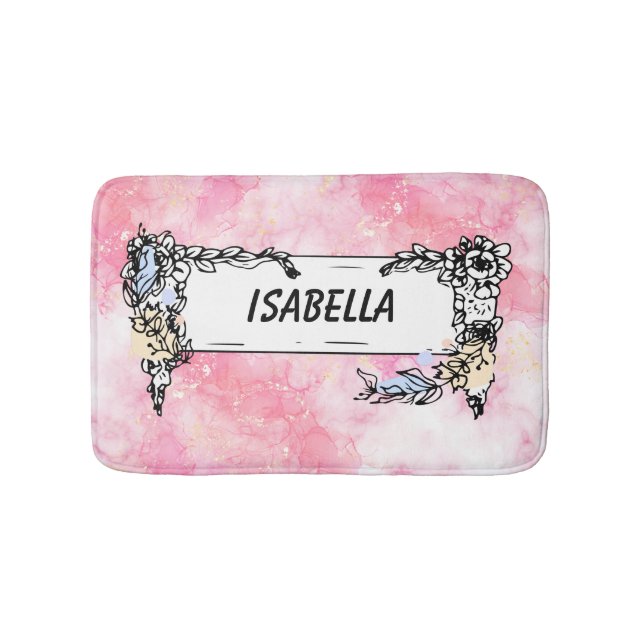 Romantic Pastel Pink Glitter Bath Mat (Front)