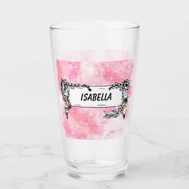 Romantic Pastel Pink Glitter Glass (Front)