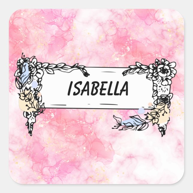 Romantic Pastel Pink Glitter Square Sticker (Front)