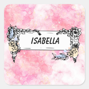 Romantic Pastel Pink Glitter Square Sticker