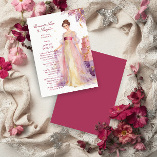 Romantic Pastel Regency Lady Floral Wisteria Invitation