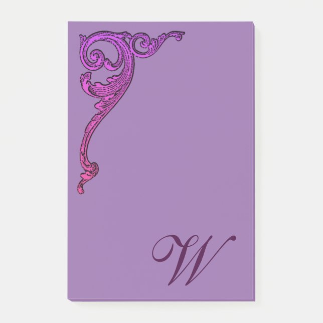 Romantic Pastel Steampunk Goth Monogrammed Post-it Notes (Front)