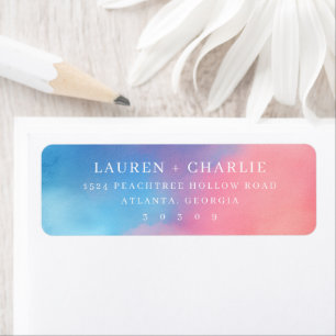 Romantic Pastel Watercolor Gradient Return Address Label