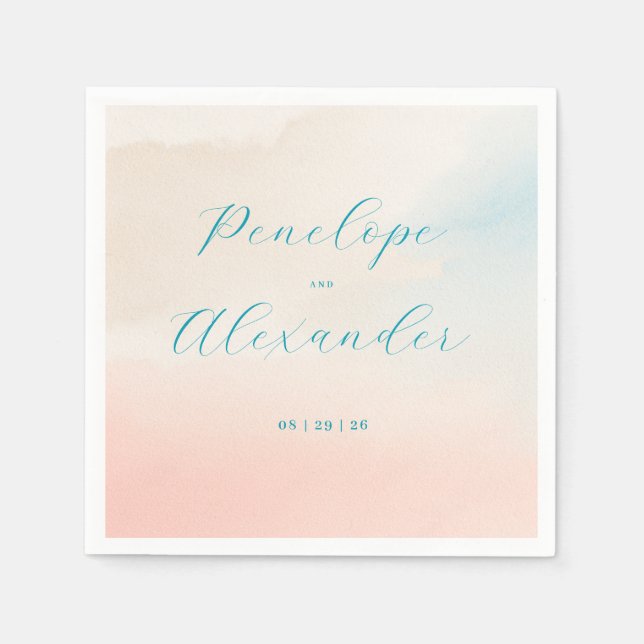 Romantic Pastel Watercolor Napkin (Front)
