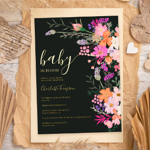 Romantic pastel wild flowers spring baby shower