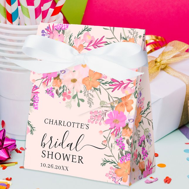 Romantic pastel wild flowers spring bridal shower favour box (Romantic pastel wild flowers spring bridal shower favor box)