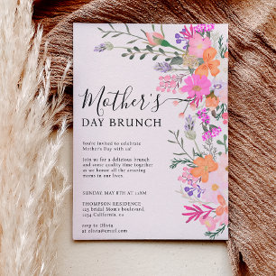 Romantic pastel wild flowers spring mother's day invitation