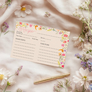Romantic Pastel Wildflower Bloom bridal recipe Invitation