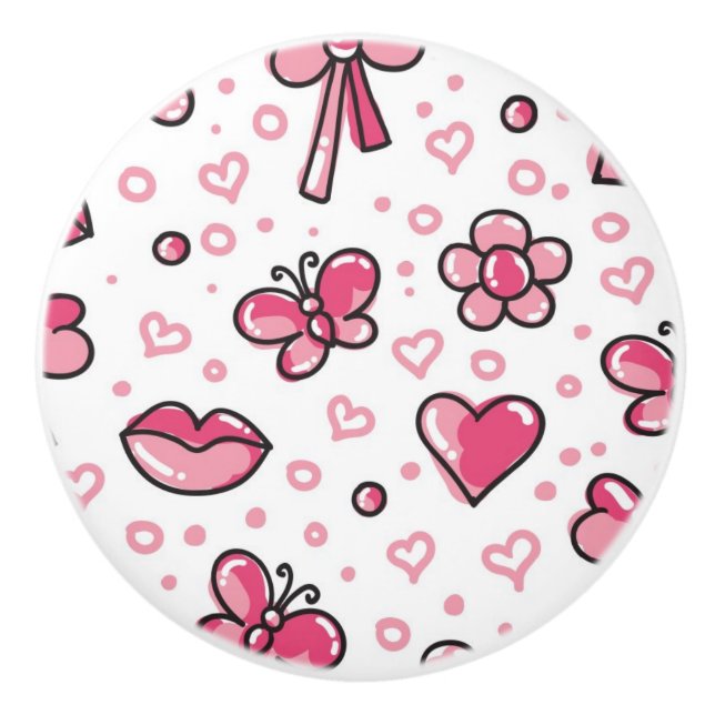 romantic pattern ceramic knob (Front)