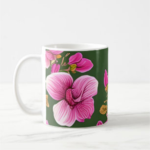Romantic pattern of purple orchids coffee mug