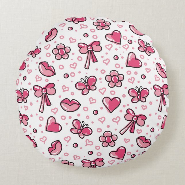 romantic pattern round cushion (Front)
