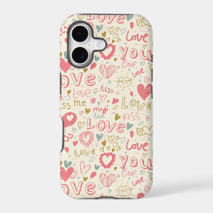 Romantic Pattern with Hearts and Lips
