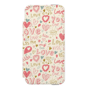 Romantic Pattern with Hearts and Lips Incipio Watson™ iPhone 5 Wallet Case
