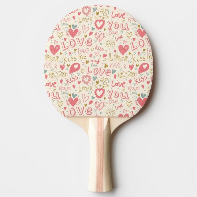 Romantic Pattern with Hearts and Lips Ping Pong Paddle (Front)