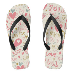 Romantic Pattern with Hearts and Lips Thongs