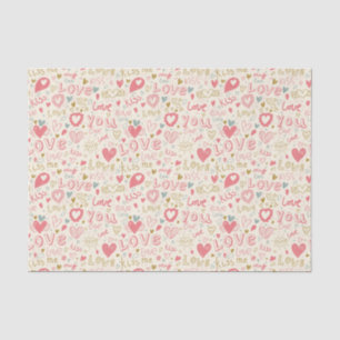 Romantic Pattern with Hearts and Lips Tissue Paper