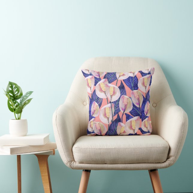 Romantic Peace Lily Pattern Cushion (Chair)