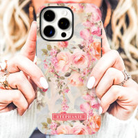 Romantic Peach and Pink Floral Name