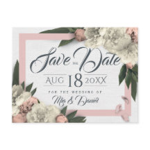 Romantic Peach and White Floral Peonies