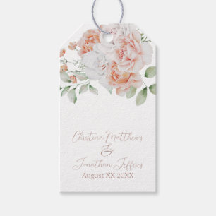 Romantic Peach and White Watercolor Flowers Gift Tags