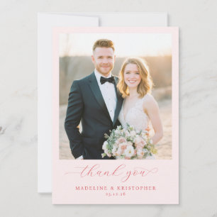 Romantic Peach Classic Photo Thank You Card