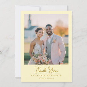 Romantic Peach Elegant Photo Thank You Card