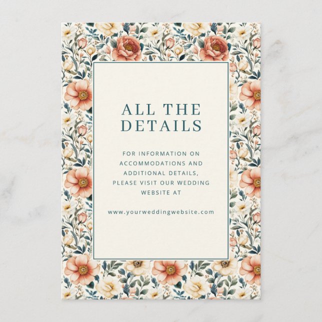 Romantic Peach Floral Enclosure Card (Front)