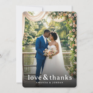 Romantic Peach Floral Photo Thank You Card