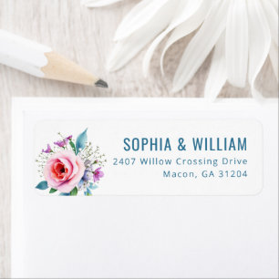 Romantic Peach Floral Watercolor Return Address Label