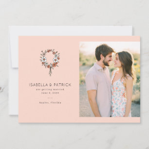 Romantic Peach Floral Wreath Save The Date