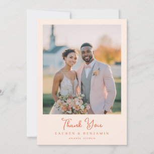 Romantic Peach Photo Thank You Card