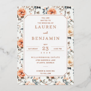 Romantic Peach Vintage Floral Border