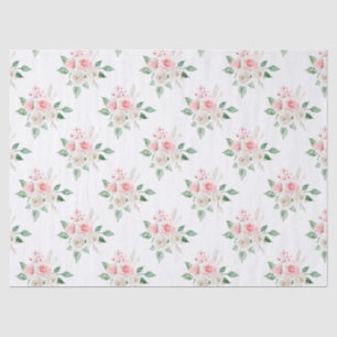 Romantic Peach White Floral Wedding Tissue Paper
