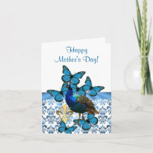 Romantic peacock mothers day card