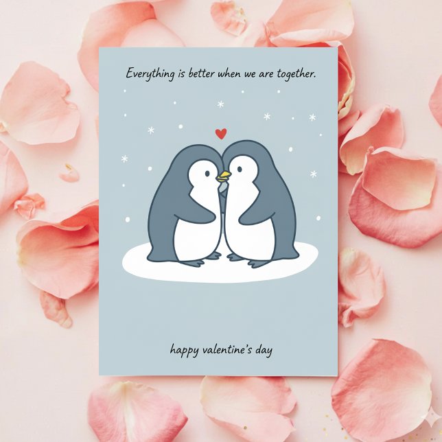 Romantic Penguin Pair Valentine Card for Couples (Creator Uploaded)