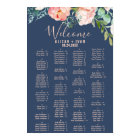Romantic Peonies | Blue Alphabetical Seating Chart