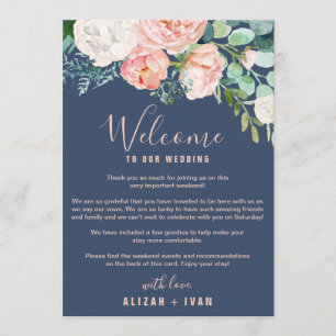 Romantic Peonies Blue Welcome Letter & Itinerary Program