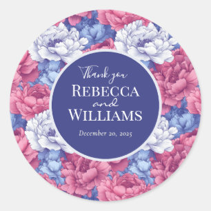 Romantic Peonies Fantasy Backyard Wedding Classic Round Sticker