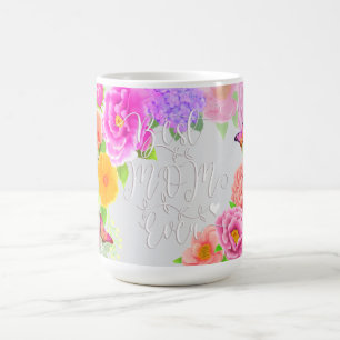Romantic Peonies Garden Best Mum Grey Coffee Mug