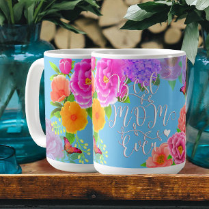 Romantic Peonies Garden Blue Best Mom Coffee Mug