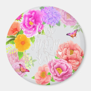 Romantic Peonies Garden Blue Best Mum Magnet