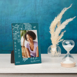 Romantic Peonies Garden Mother's Day Dark Teal Plaque