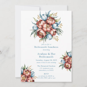 Romantic Peonies & Tulips Bridesmaids Luncheon Invitation