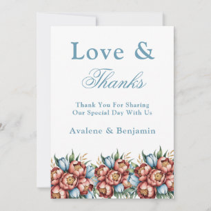 Romantic Peonies & Tulips Wedding Thank You Cards