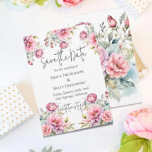 Romantic Peonies Wedding Save the Date