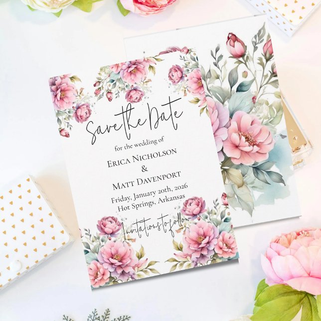 Romantic Peonies Wedding Save the Date (Creator Uploaded)