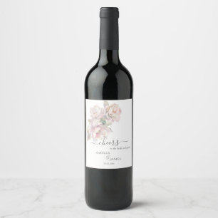 Romantic Peony Floral Wedding  Wine Label
