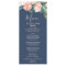 Romantic Peony Flowers | Blue Dinner Menu Card