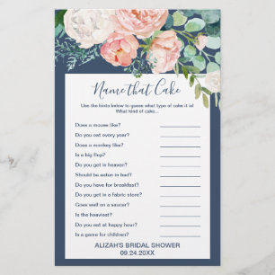 Romantic Peony Flowers   Blue Name That Cake Game Flyer